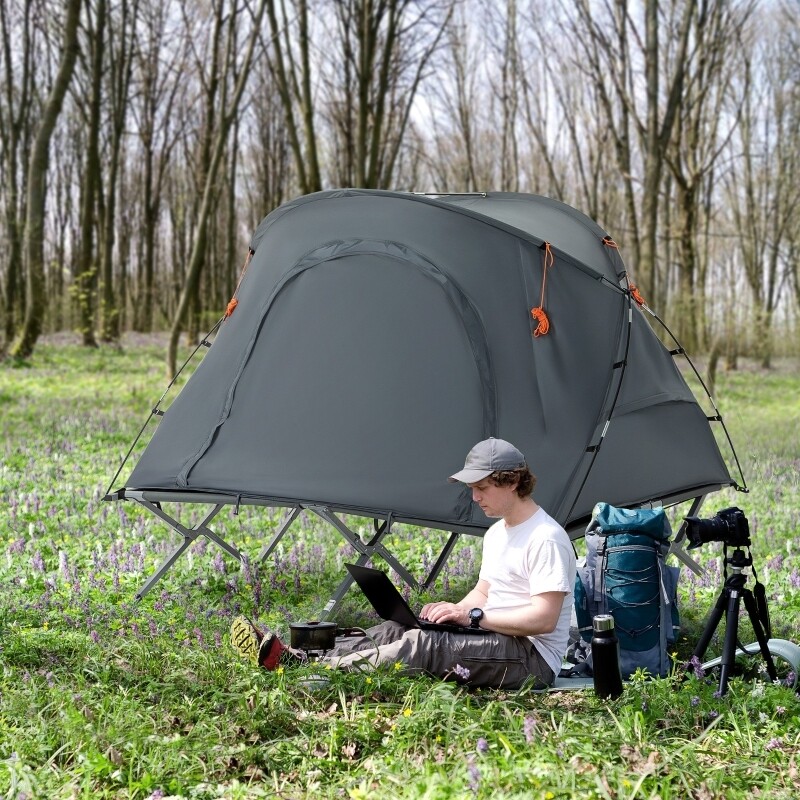 Zelt für zwei Personen mit Feldbett und Matratze, faltbar,