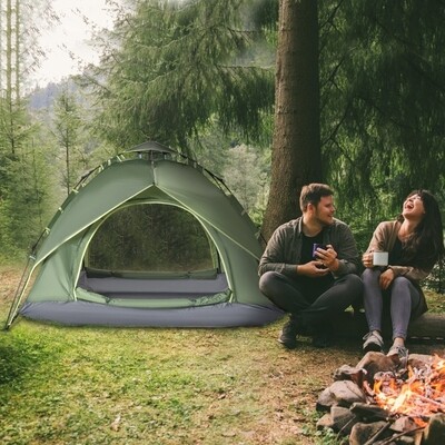 Doppelzelt Campingzelt 2 Türen Dunkelgrün