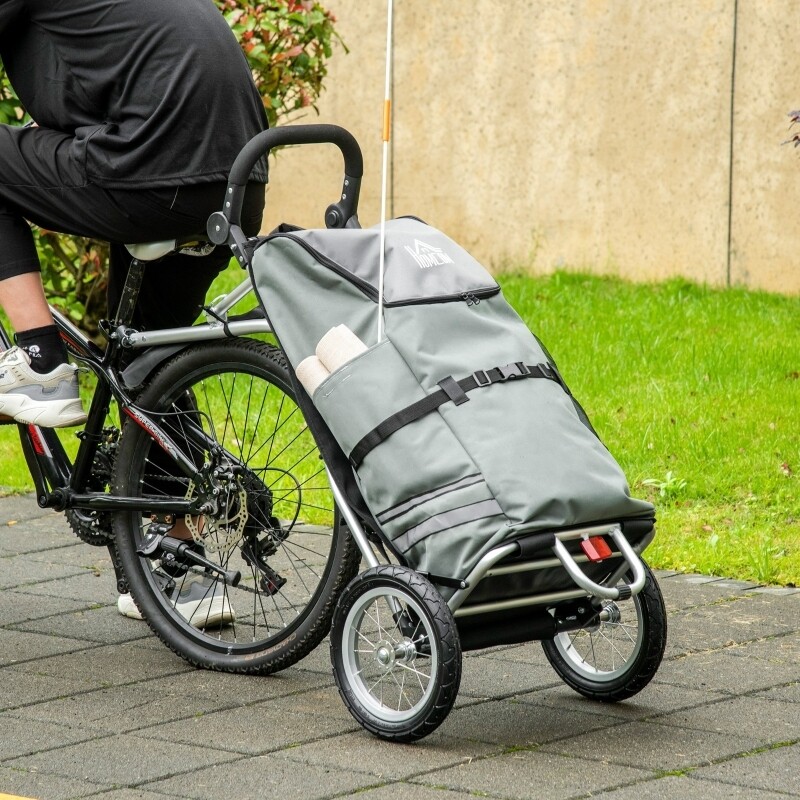 Velo-Lastenanhänger + Einkaufstrolley Aluminium Grau+Silber