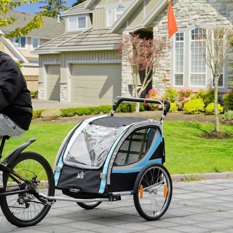 2 in 1 Kinderanhänger Velo-Anhänger blau