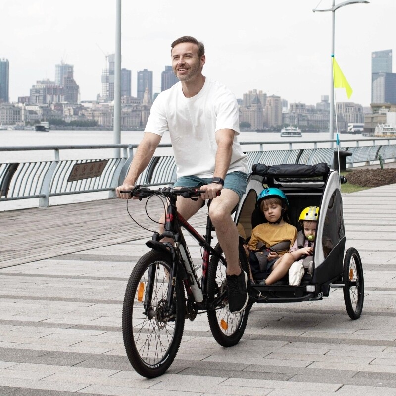 3 in 1 Jogger Velo-Anhänger Kinderanhänger Weiss+Schwarz