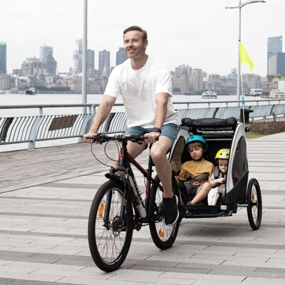 3 in 1 Jogger Velo-Anhänger Kinderanhänger Weiss+Schwarz