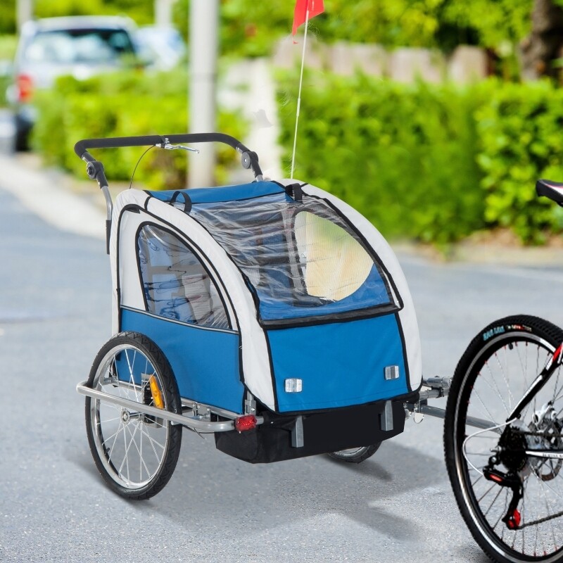 Kinderanhänger Velo-Anhänger Kinder für 2 Kinder blau