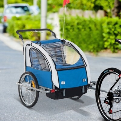 Kinderanhänger Velo-Anhänger Kinder für 2 Kinder blau