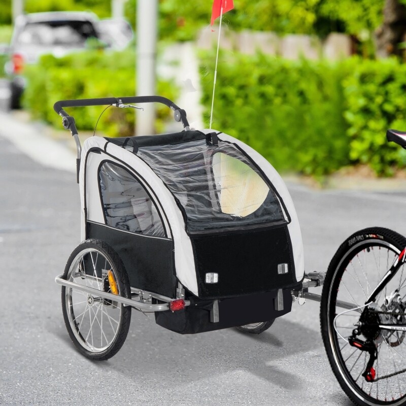 Kinderanhänger Velo-Anhänger Kinder für 2 Kinder schwarz-weiss