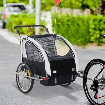 Kinderanhänger Velo-Anhänger Kinder für 2 Kinder schwarz-weiss