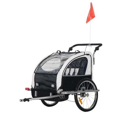 Kinderanhänger Velo-Anhänger Kinder für 2 Kinder schwarz-weiss