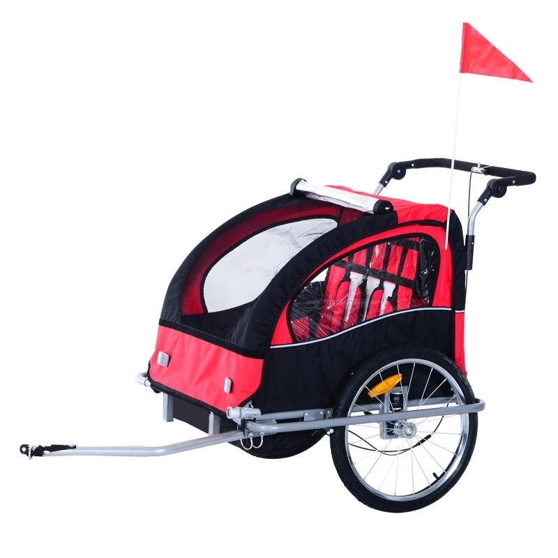 Kinderanhänger Velo-Anhänger Kinder für 2 Kinder rot