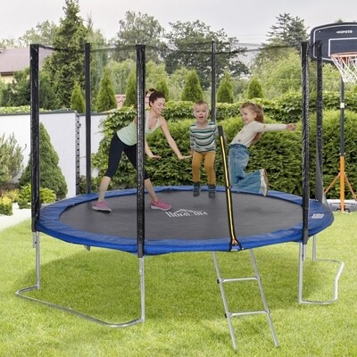 Trampolin Ø345 cm Gartentrampolin mit Sicherheitsnetz Randabdeckung
