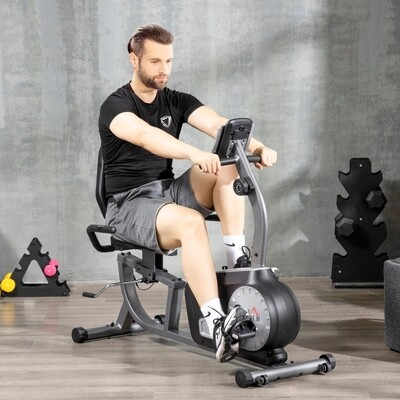 Liege-Heimtrainer mit 8-stufigem Widerstand Grau+Schwarz+Silber