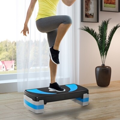 Aerobic-Stepper 3-stufig Schwarz+Hellblau+Grau