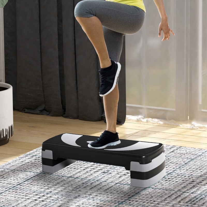 Aerobic-Stepper 3-stufig höhenverstellbar Schwarz+Grau