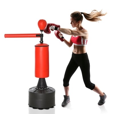 Standboxsack Boxtrainingsgerät Boxassistent Karate Training Boxsack Schwarz Rot
