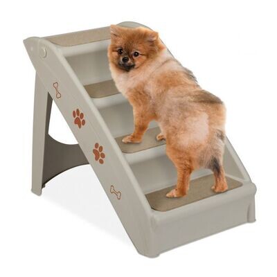 Hundetreppe, Katzentreppe 4 Stufen, kleine &amp; grosse Tiere grau-beige