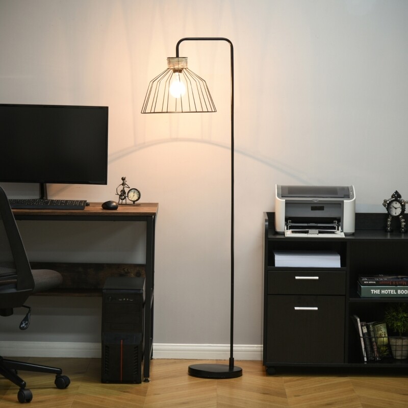 Stehlampe Industriedesign Standleuchte, Metall Schwarz