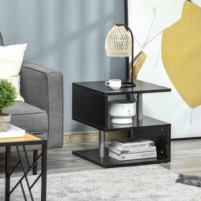 Beistelltisch Couchtisch Wohnzimmertisch Sofatisch S-Form schwarz