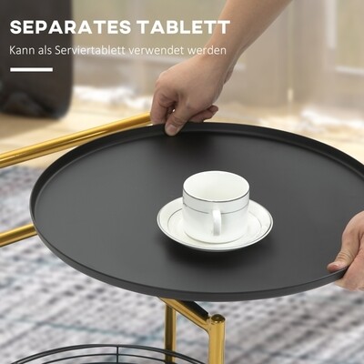 2-in-1 Design Industriedesign Serviertablett + Beistelltisch