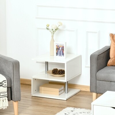 Beistelltisch Couchtisch Wohnzimmertisch Sofatisch S-Form weiss