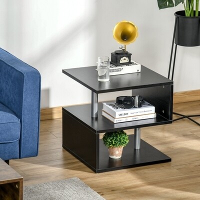 Beistelltisch Couchtisch Wohnzimmertisch Sofatisch S-Form schwarz