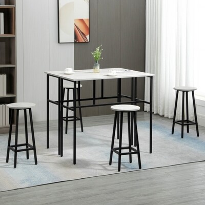Essgruppe 6-teilig 2 Tische und 4 Barhocker