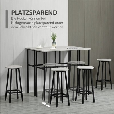 Essgruppe 6-teilig 2 Tische und 4 Barhocker