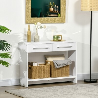 Konsolentisch Sideboard, 2 Schubladen, schlicht und modern weiss