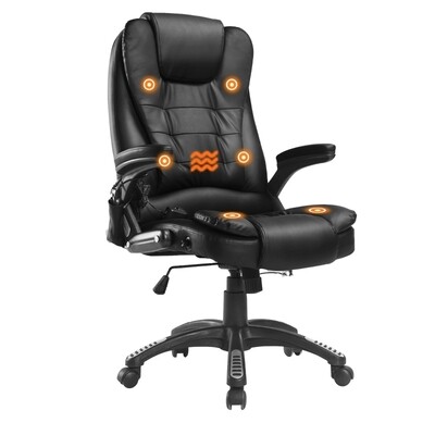 Massage-Chefsessel Gaming Stuhl mit Wärmefunktion drehbar sw
