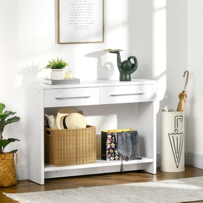 Konsolentisch Sideboard, 2 Schubladen, schlicht und modern weiss
