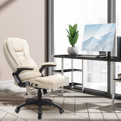 Bürosessel Massage und Wärmefunktion Gaming Stuhl Creme
