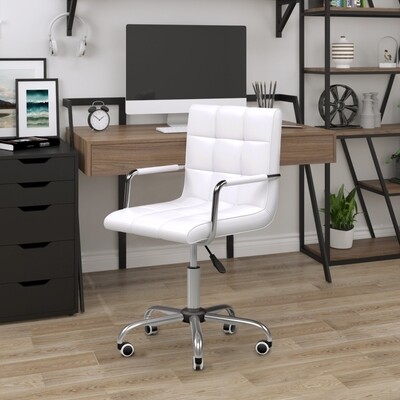 Drehstuhl Coiffeur-Stuhl mit Rollen Weiss Silber