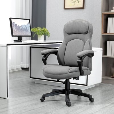 bequemer Bürostuhl mit Rollen Leinenoptik Grau