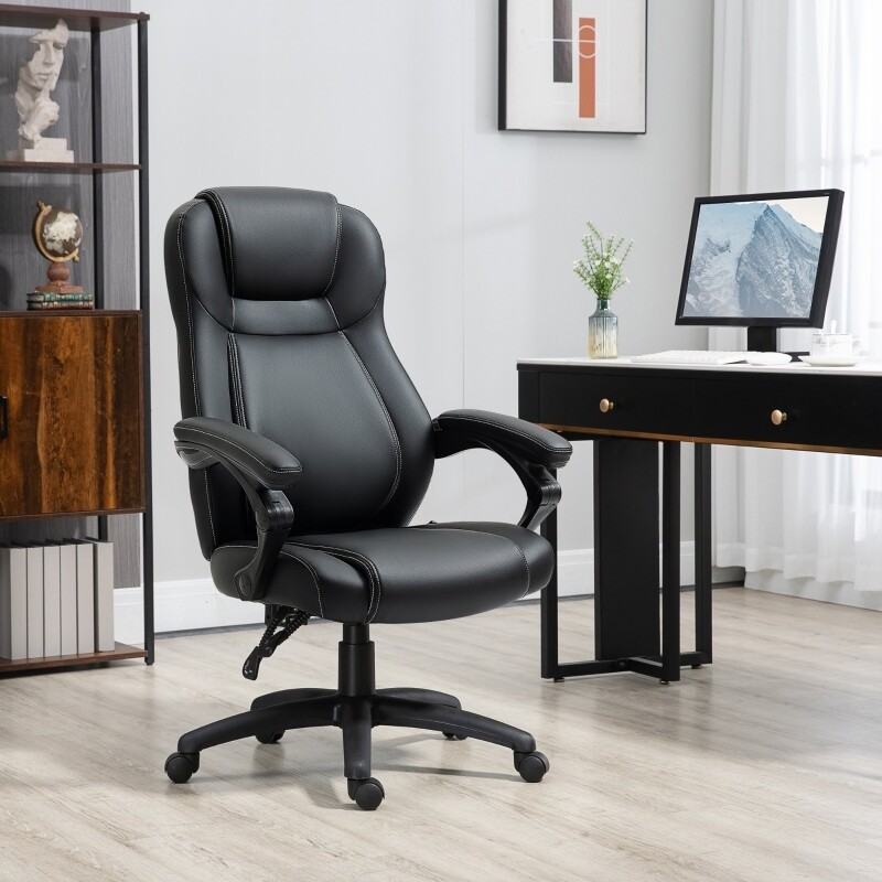 Bürostuhl mit Kunstleder weicher Polsterung, schwarz