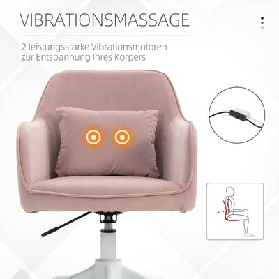 Bürostuhl Drehstuhl Arbeitstuhl mit Massagefunktion Samt Rosa
