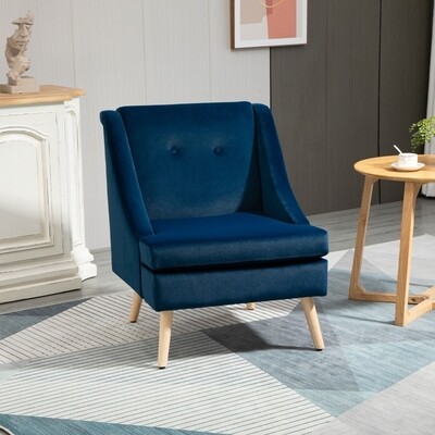 Akzentsessel Sessel Skandi-Design Samtoptik blau