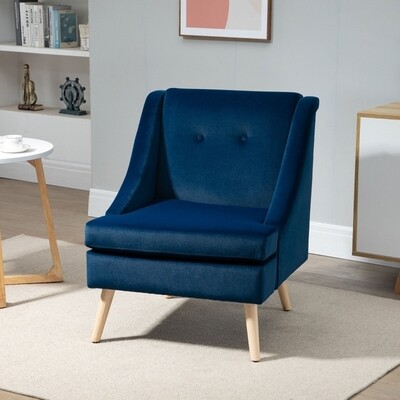 Akzentsessel Sessel Skandi-Design Samtoptik blau