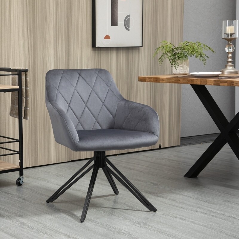 Akzentstuhl im Retro-Design Samtoptik grau