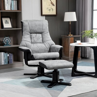 Relaxsessel mit Hocker Fernsehsessel Polstersessel Liegesofa Grau
