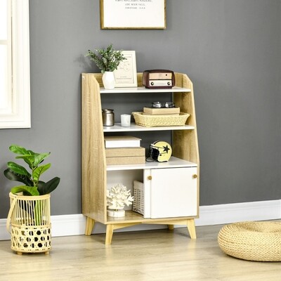 Sideboard mit 2 Regalen &amp; 1 Schrank weiss natur