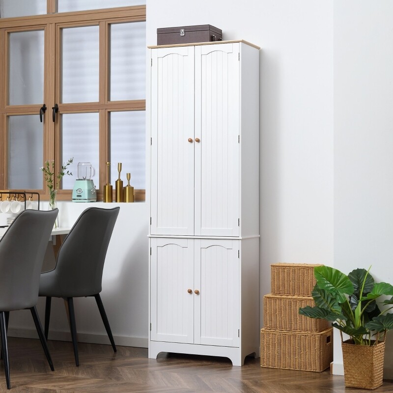 Küchenschrank / Hochschrank Landhausstil 2 Schränke 6 Regale weiss natur