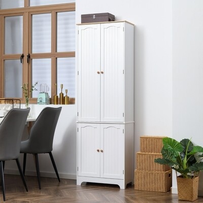 Küchenschrank / Hochschrank Landhausstil 2 Schränke 6 Regale weiss natur