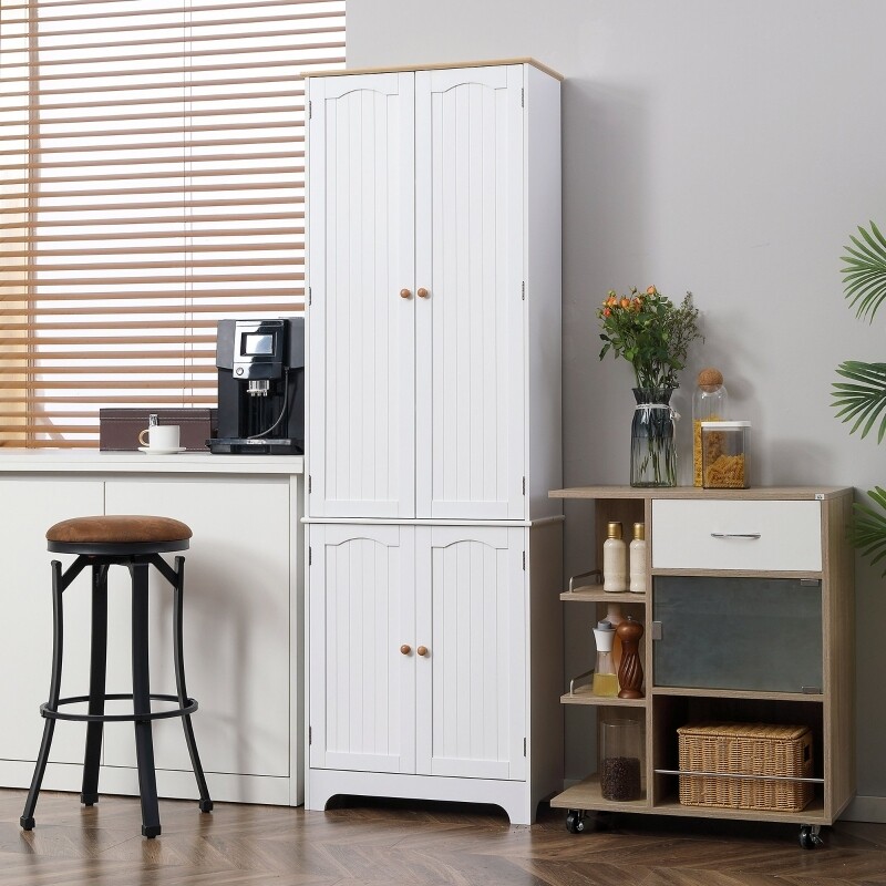 Küchenschrank / Hochschrank Landhausstil 2 Schränke 6 Regale weiss natur