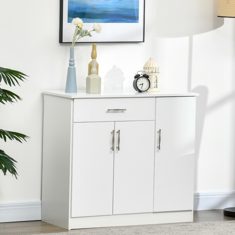 Sideboard 2 Schränke 1 Schublade weiss