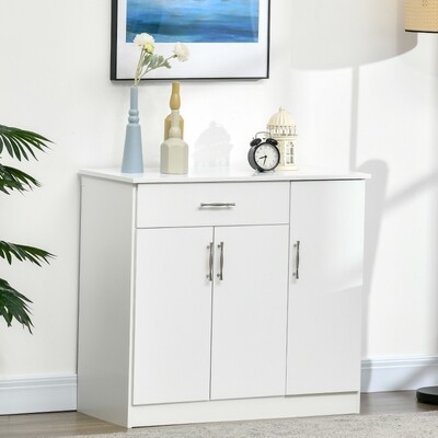 Sideboard 2 Schränke 1 Schublade weiss