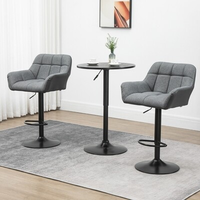 Barhocker 2er-Set Retro-Design grau
