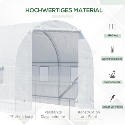 Foliengewächshaus 450 x 200 x 200 cm | Weiss