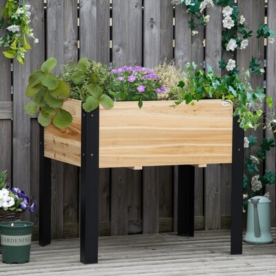 Hochbeet 80 cm x 60 cm x 74 cm natur schwarz