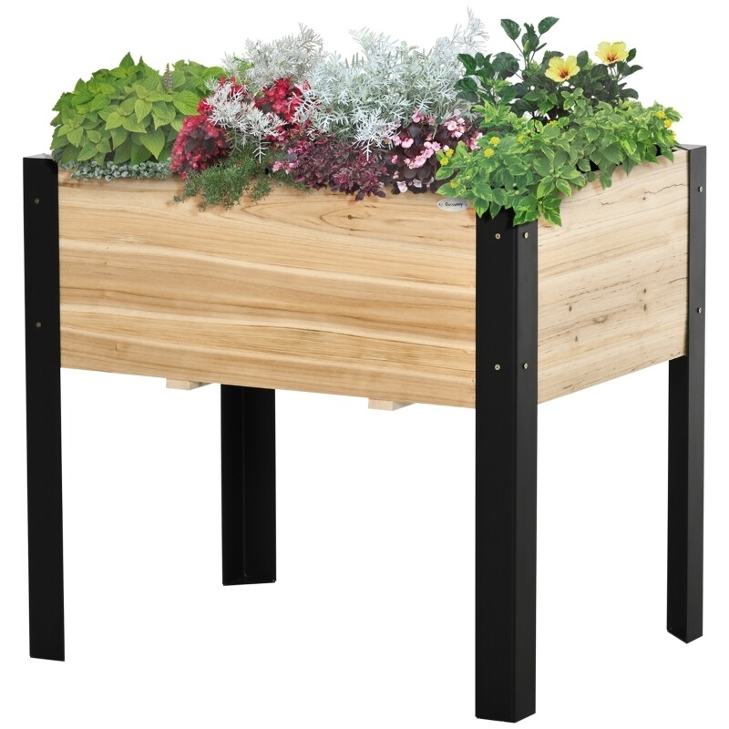 Hochbeet 80 cm x 60 cm x 74 cm natur schwarz