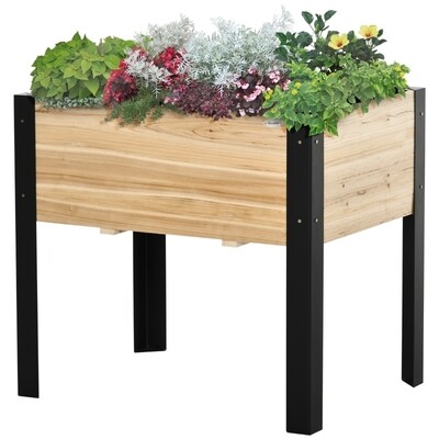 Hochbeet 80 cm x 60 cm x 74 cm natur schwarz