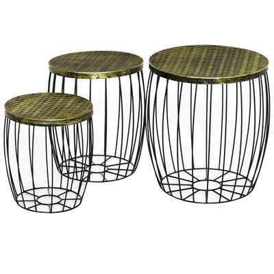 3er-Set Indoor Outdoor Beistelltisch Couchtisch Metall