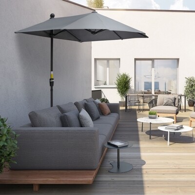 2 x 2 m Sonnenschirm Halbrundschirm mit Halterung grau